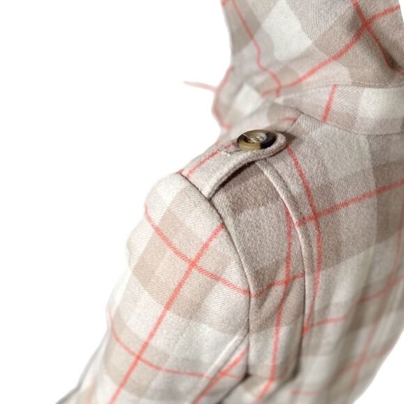 Pink & Beige Plaid Double Breasted Silk Lined Wool Peacoat NWOT - Picture 8 of 14